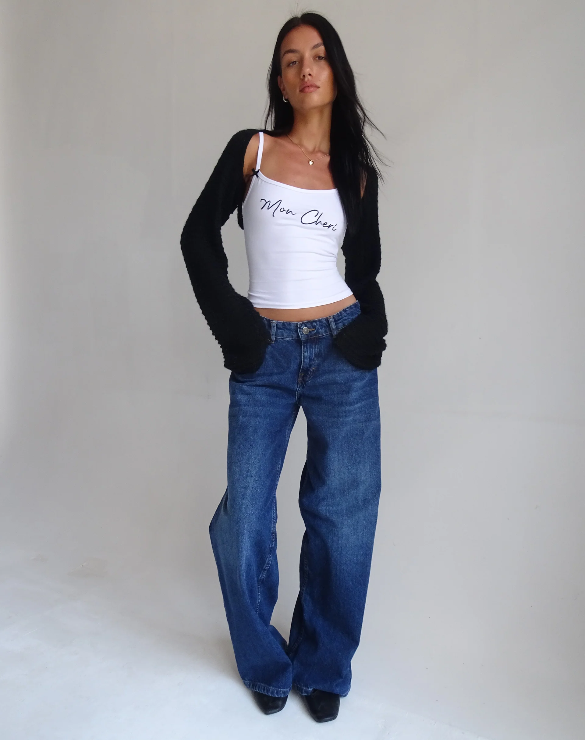 Isa Vest Top in White with Mon Cheri Embroidery - Image 3