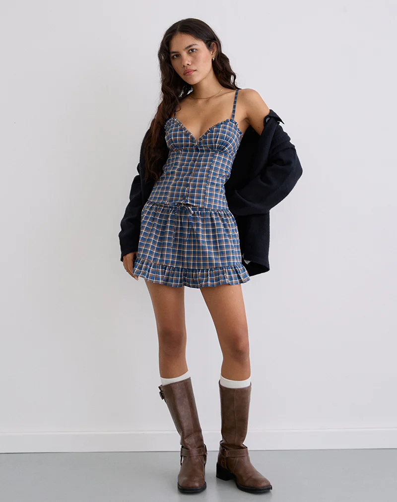 Isamu Top in Medium Tartan Blue - Image 3