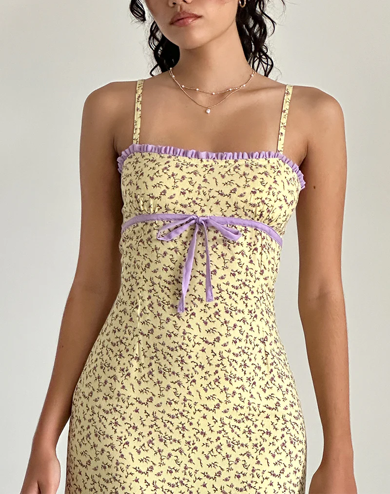 Isaure Midi Dress in Flowing Flower Yellow - Image 2