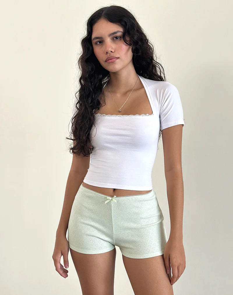 Istora Micro Shorts in Pointelle Mint - Image 2