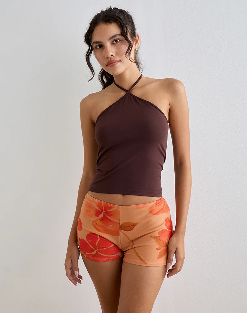 Istora Shorts in Watercolour Hibiscus Orange - Image 4