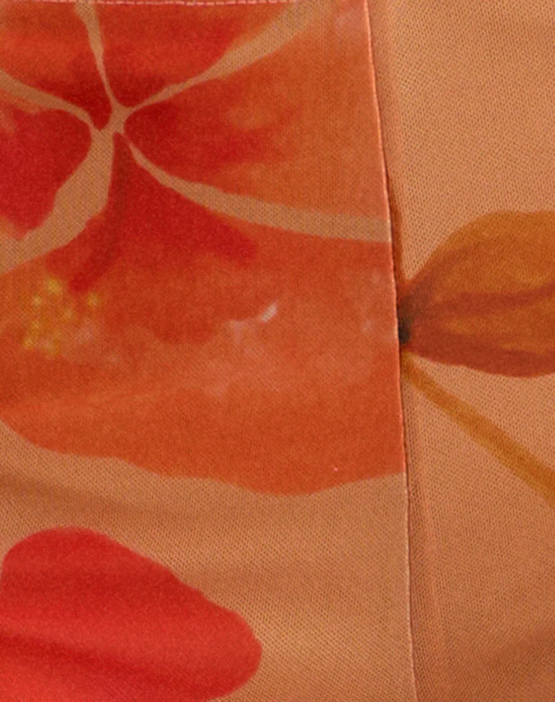 Istora Shorts in Watercolour Hibiscus Orange - Image 6