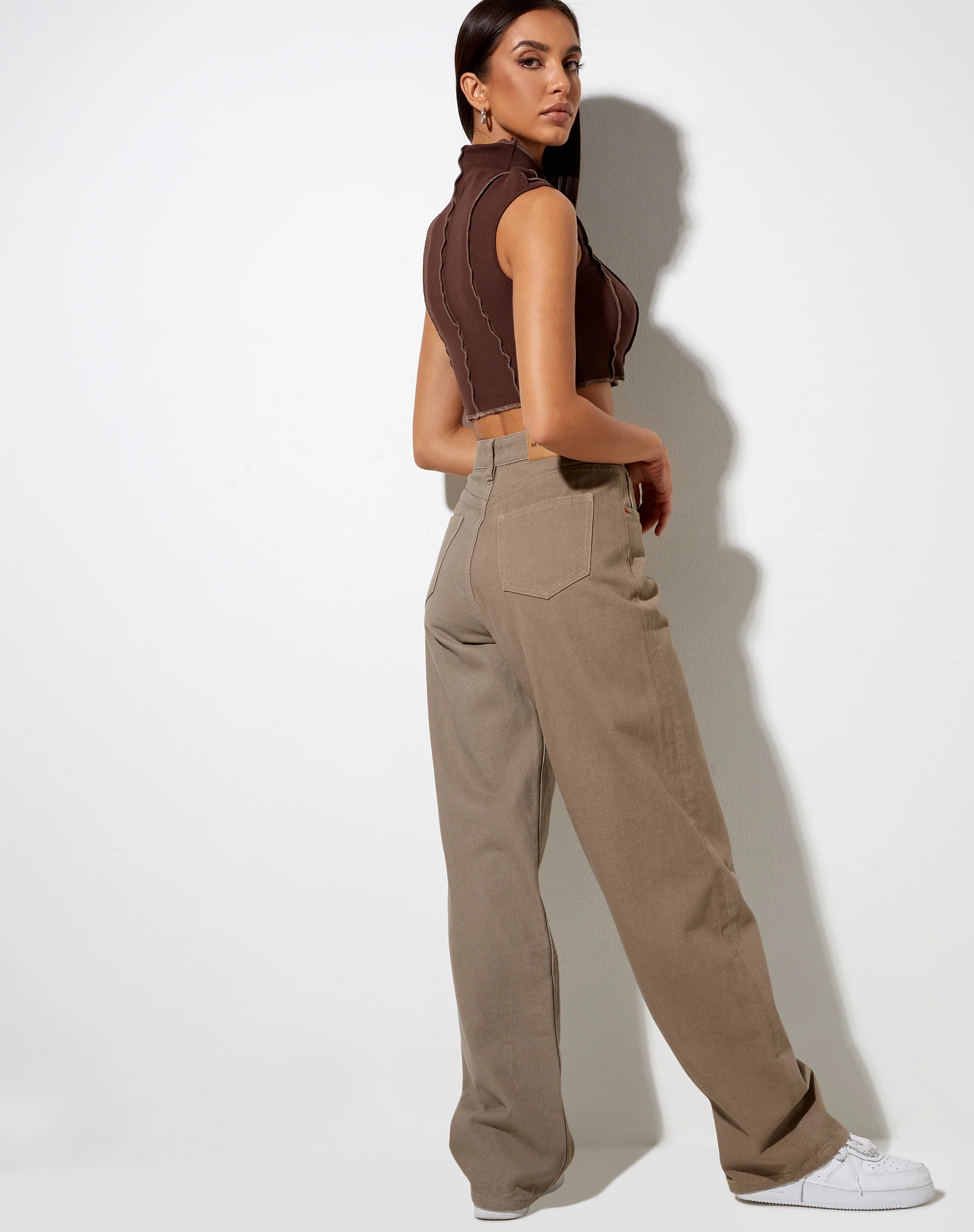 Ivy Vest Top in Deep Mahogany with Lighter Brown Stitch - Image 5