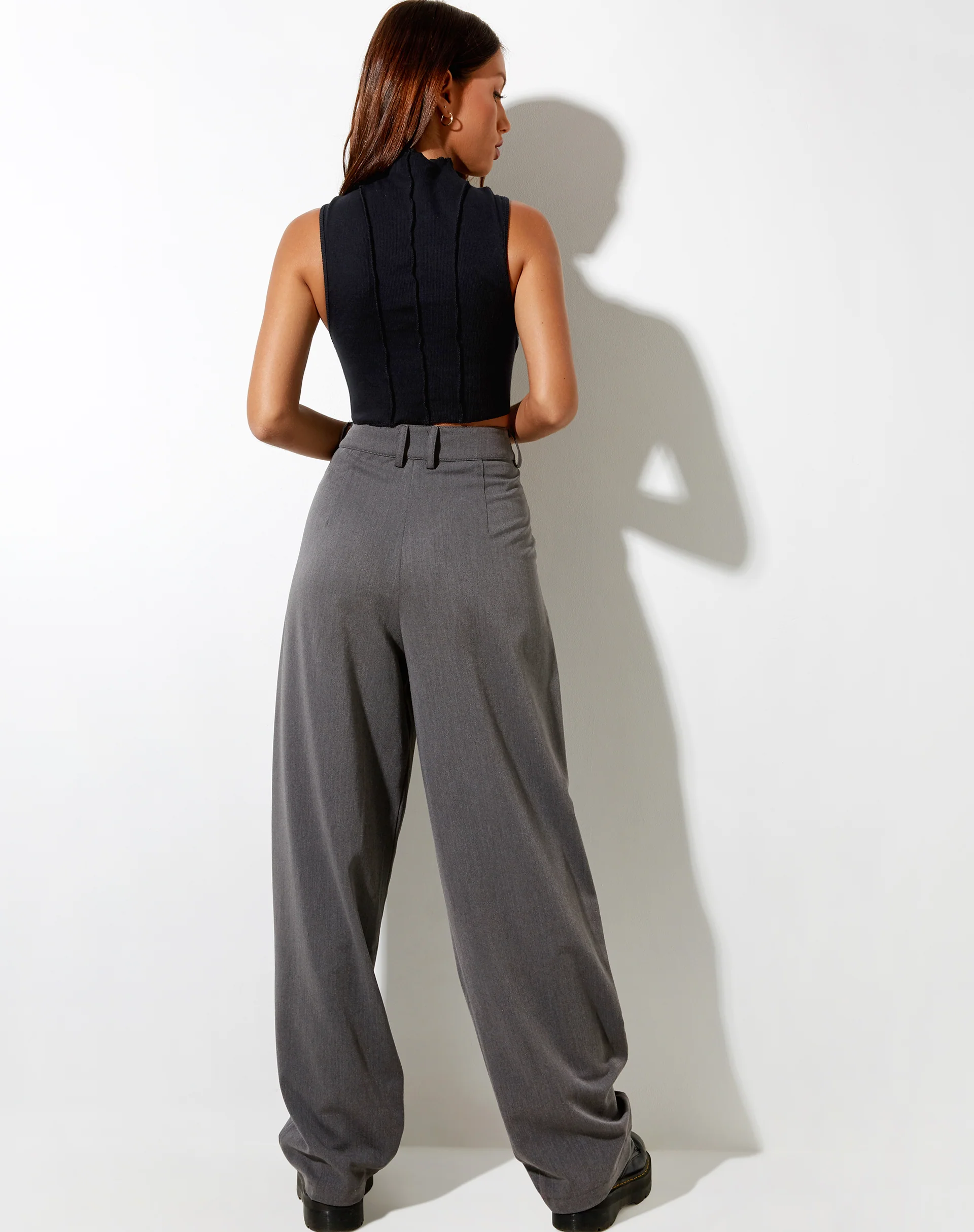 Ivy Vest Top in Rib Black with Black Stitching - Image 5