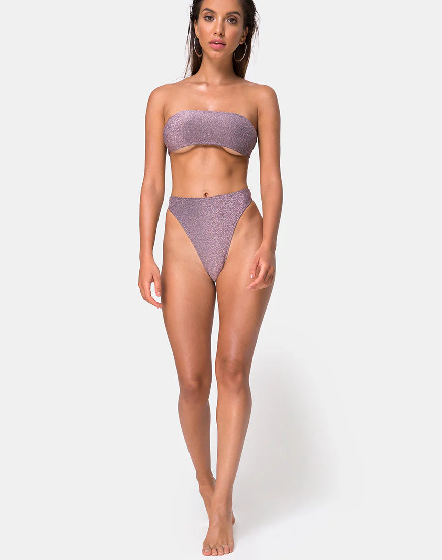 Izarla Bikini Tube Top in Gunmetal Glitter - Image 3