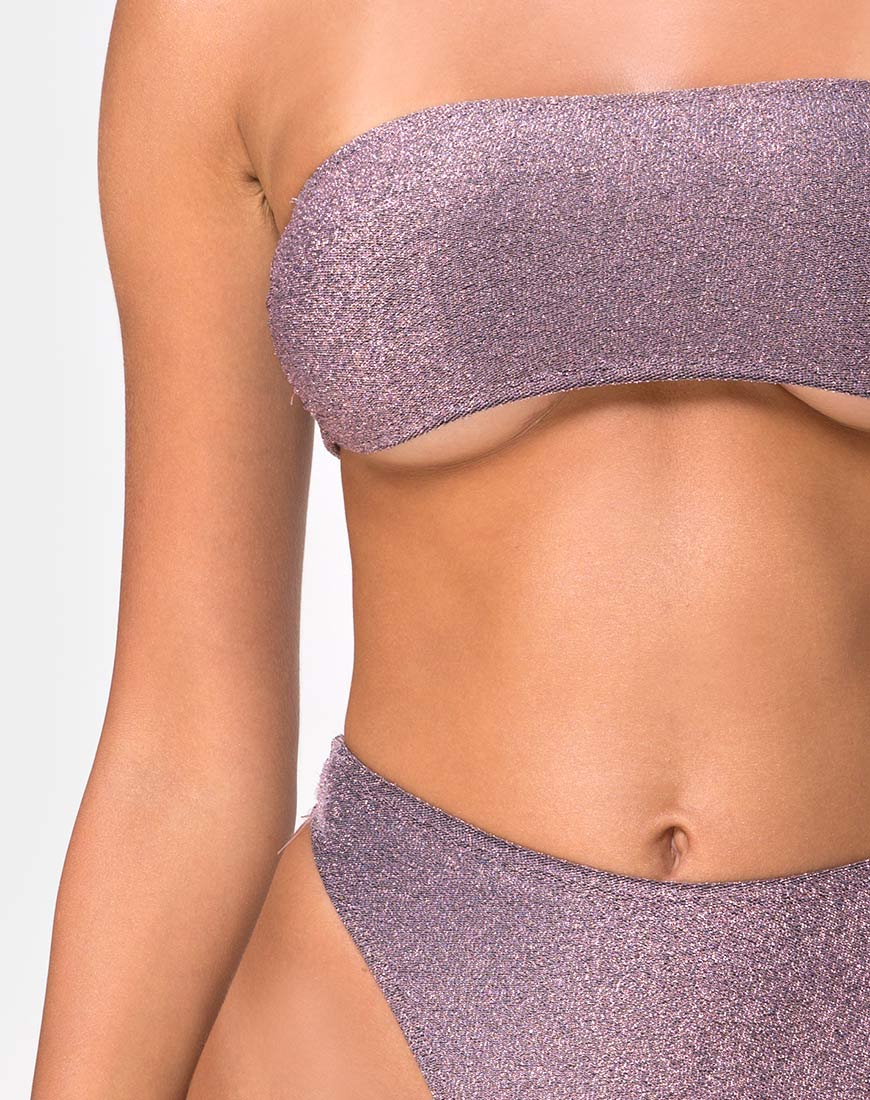 Izarla Bikini Tube Top in Gunmetal Glitter - Image 5