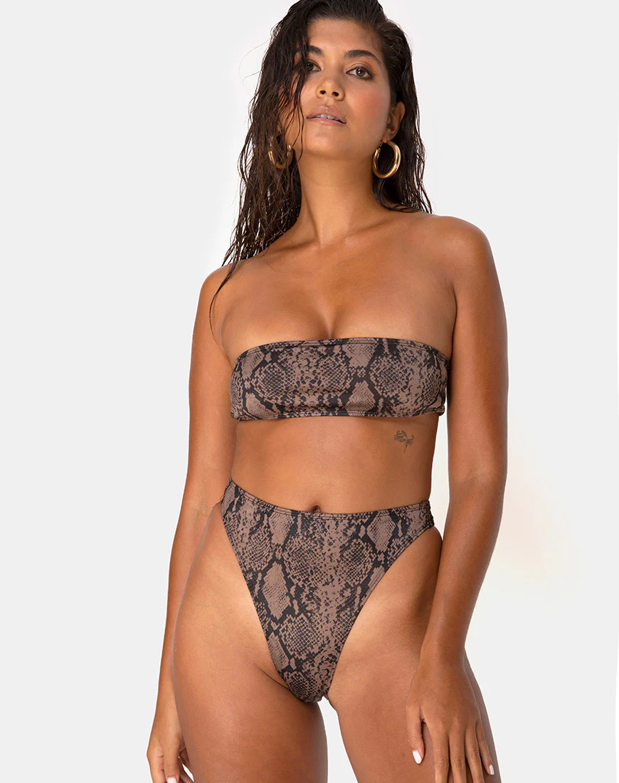Izarla Bikini Bottom in Snake Taupe - Image 3