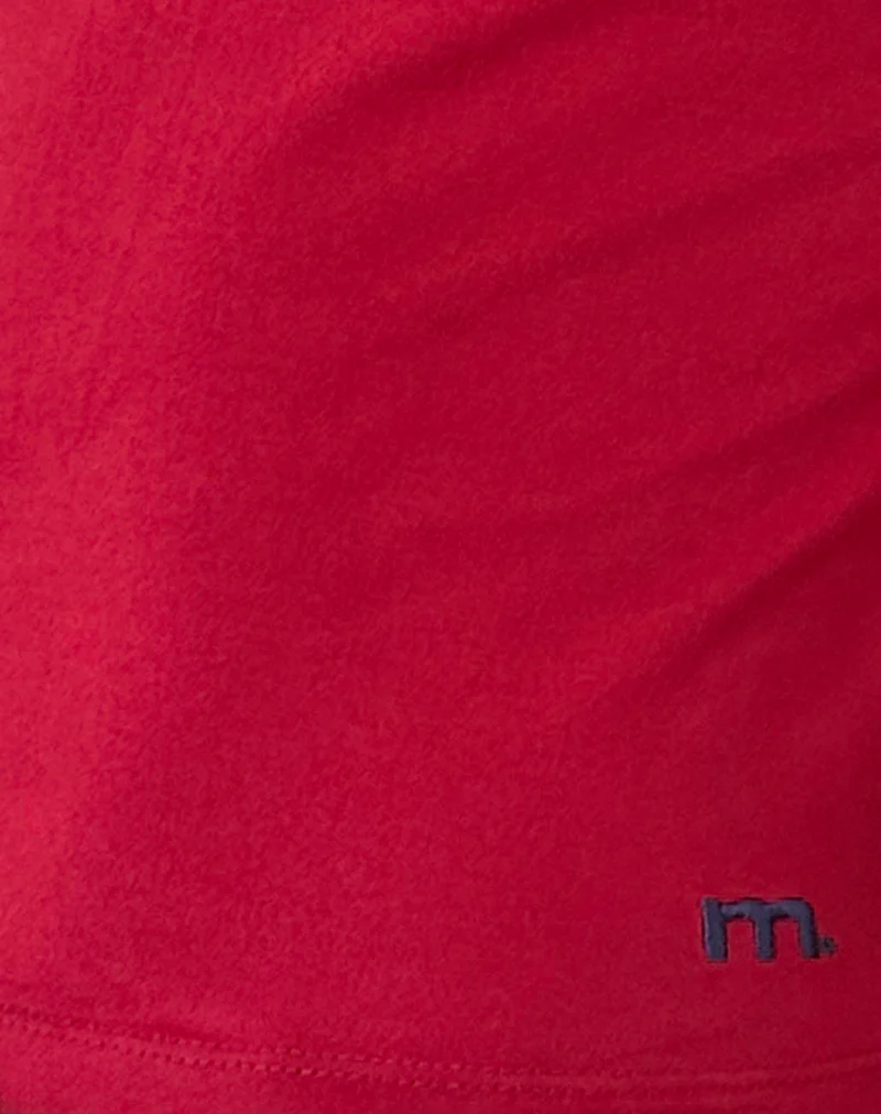 Izolde Baby Tee in Adrenalin Red with Navy Binding and M Embroidery - Image 6