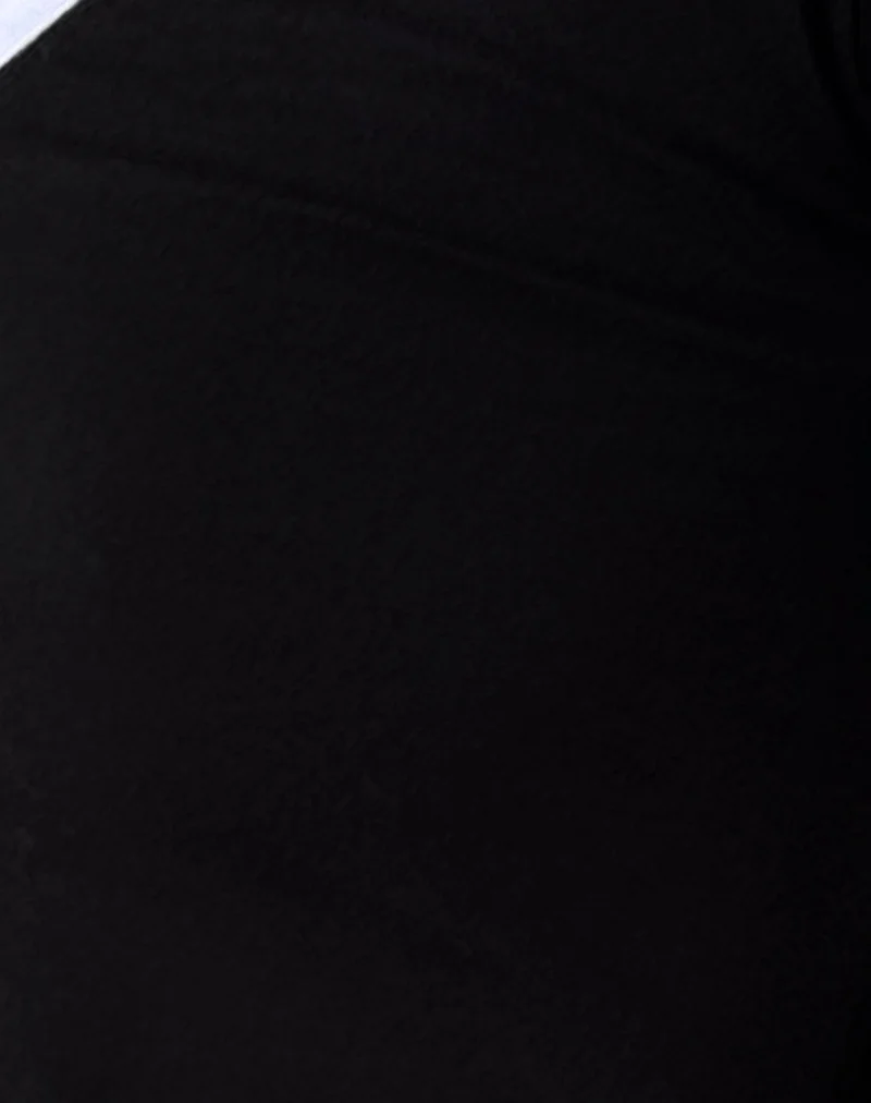 Izolde Baby Tee in Black with White Binding and M Embroidery - Image 7