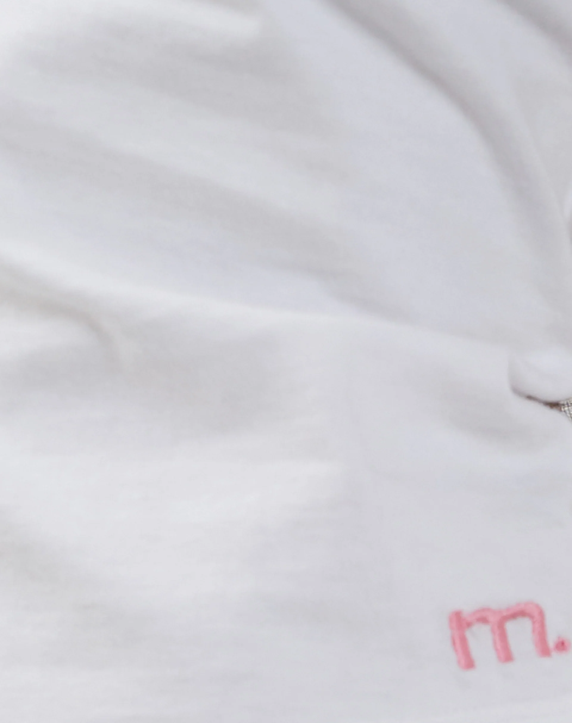 Izolde Baby Tee in White with Pink M Embroidery - Image 6