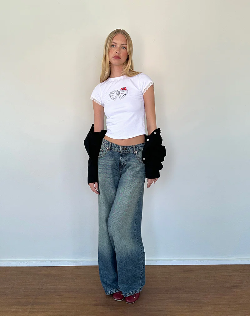 Izzy Tee with Me Always Motif in White with Bow - Image 5