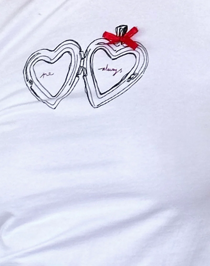 Izzy Tee with Me Always Motif in White with Bow - Image 6