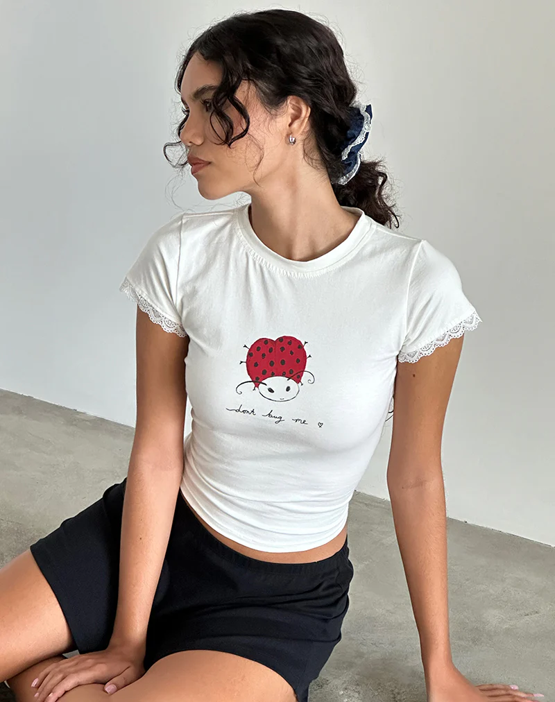 Izzy Baby Tee in Off White 'Dont Bug Me' - Image 3