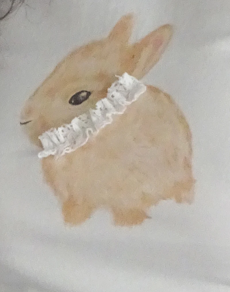 Izzy Baby Tee in Off White with Rabbit Print - Image 6