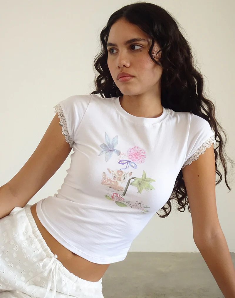Izzy Top in White Floral Bunch - Image 4