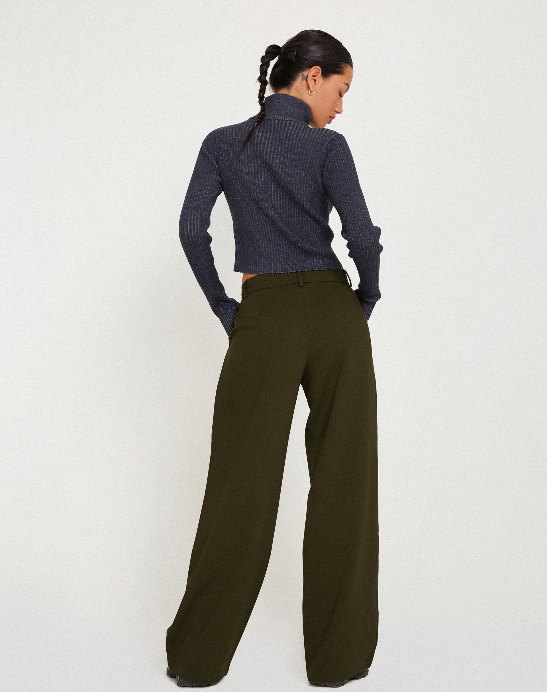 Jabba Wide Leg Trouser in Dark Khaki - Image 4