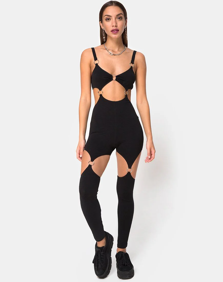 Jaca Cutout Unitard in Black - Image 5