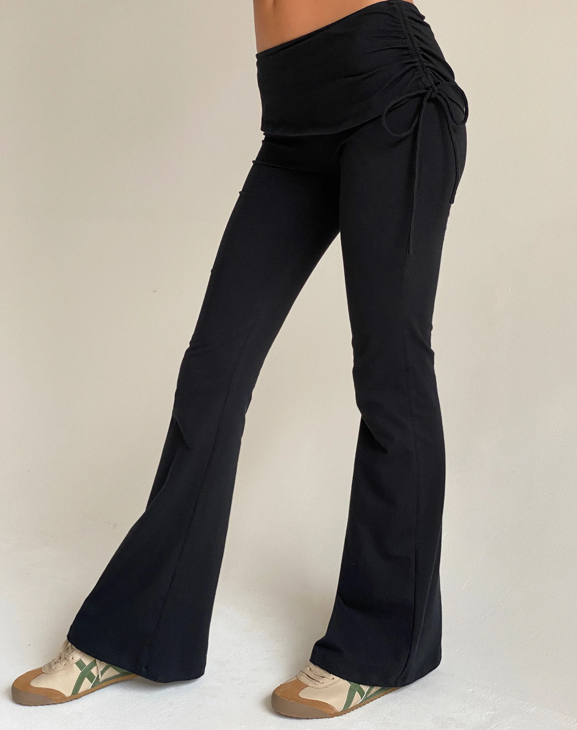 Jacie Jersey Flare Trouser in Black - Image 2