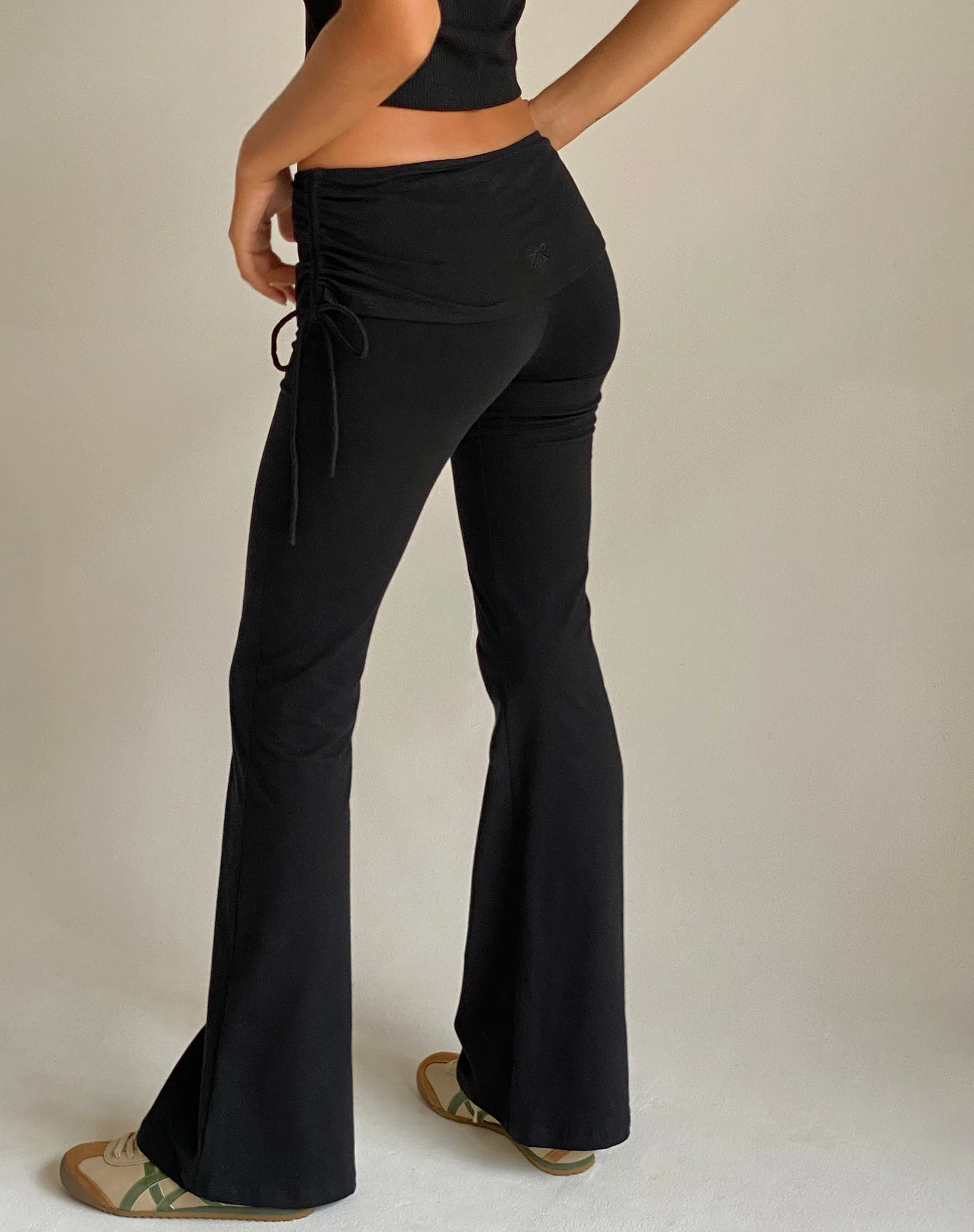 Jacie Jersey Flare Trouser in Black - Image 4