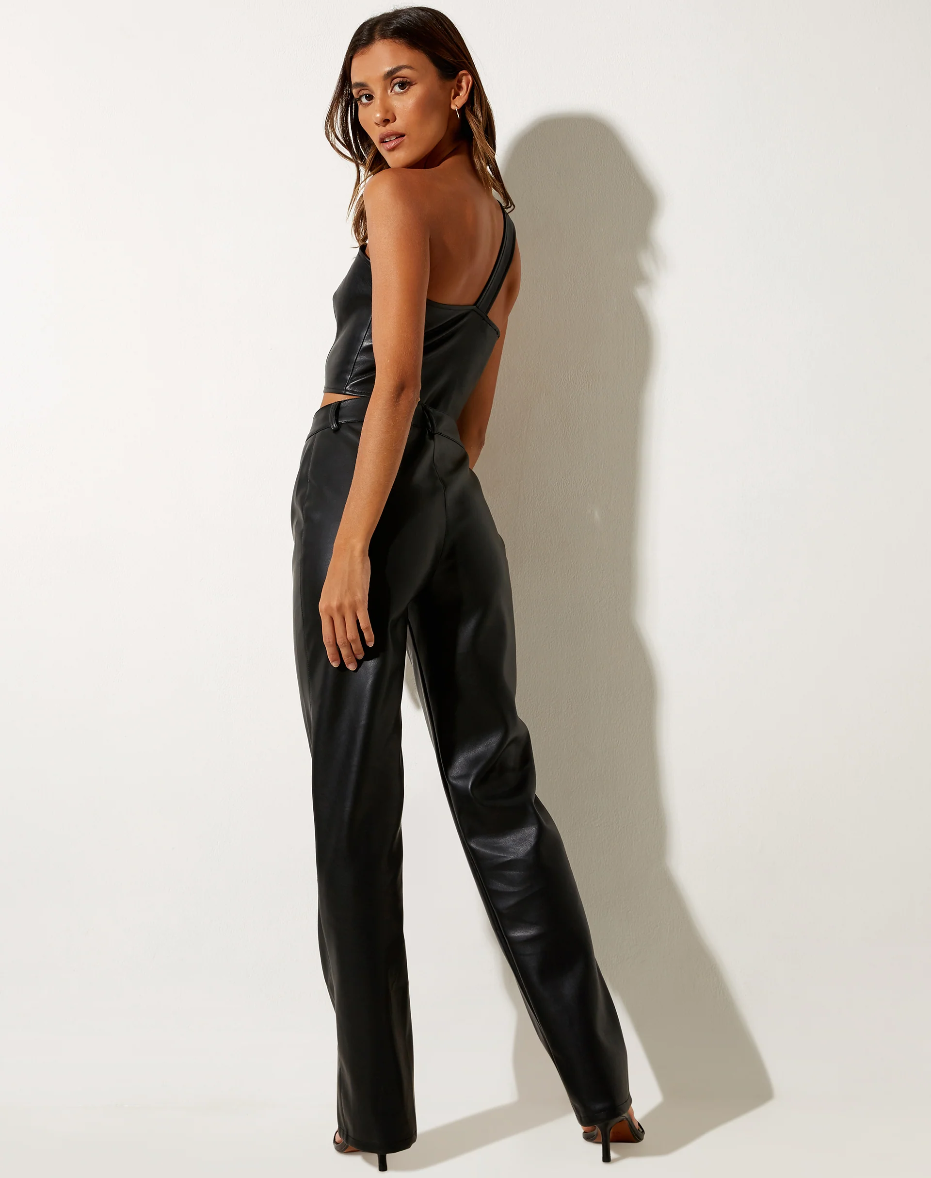 Jacinta Trouser in PU Black - Image 4