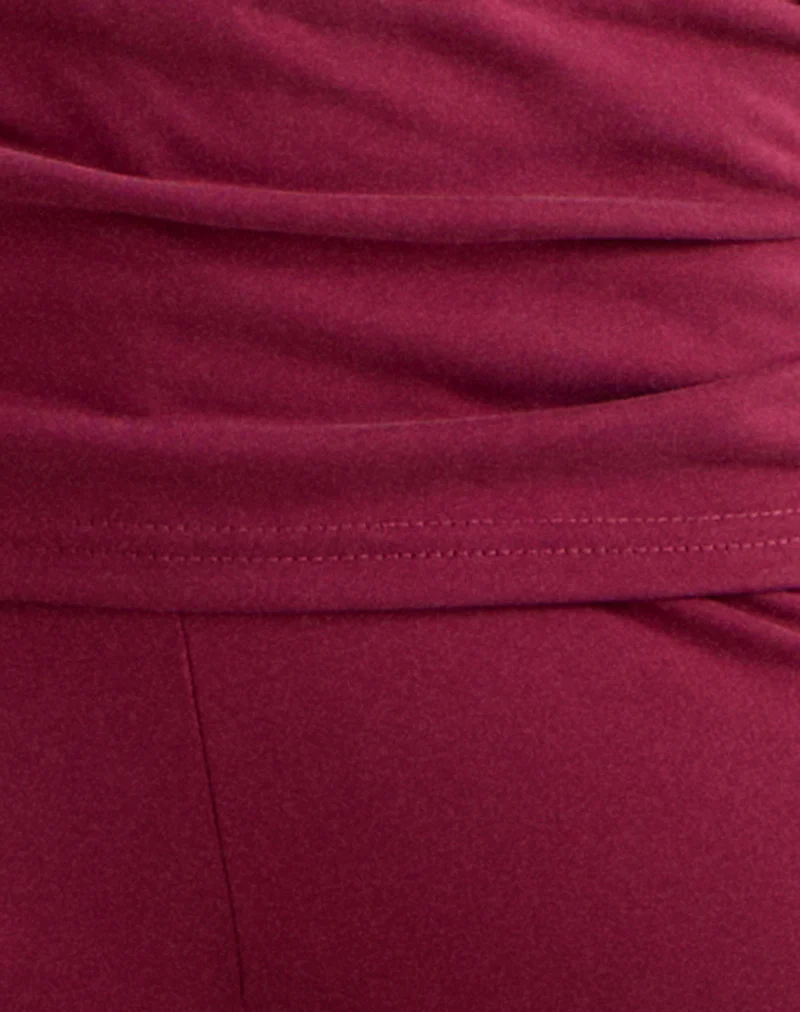 Jacita Low Rise Trousers in Cupro Burgundy - Image 6