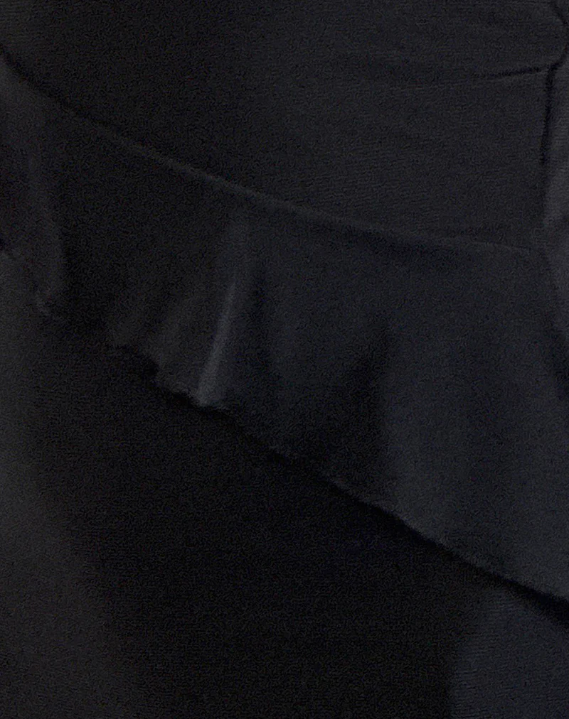 Jacy Ruffle Midi Dress in Mesh Black - Image 5