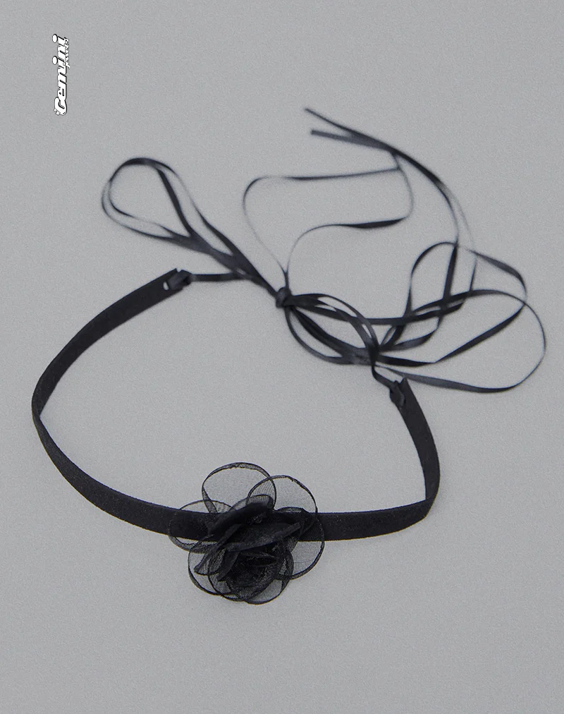 Jada Black Rose Choker Necklace by Gemini Jewels - Image 2