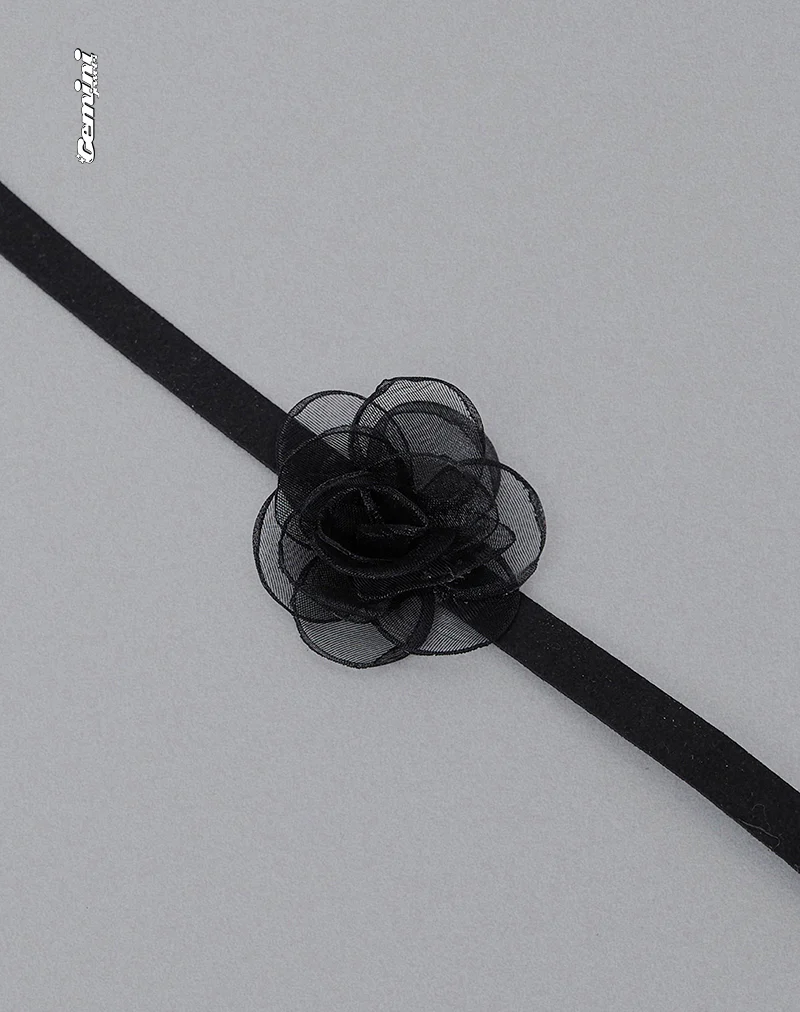 Jada Black Rose Choker Necklace by Gemini Jewels - Image 4