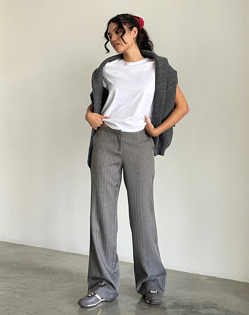 Jaliba Smart Trouser in Grey Pinstripe Tailoring - Image 2