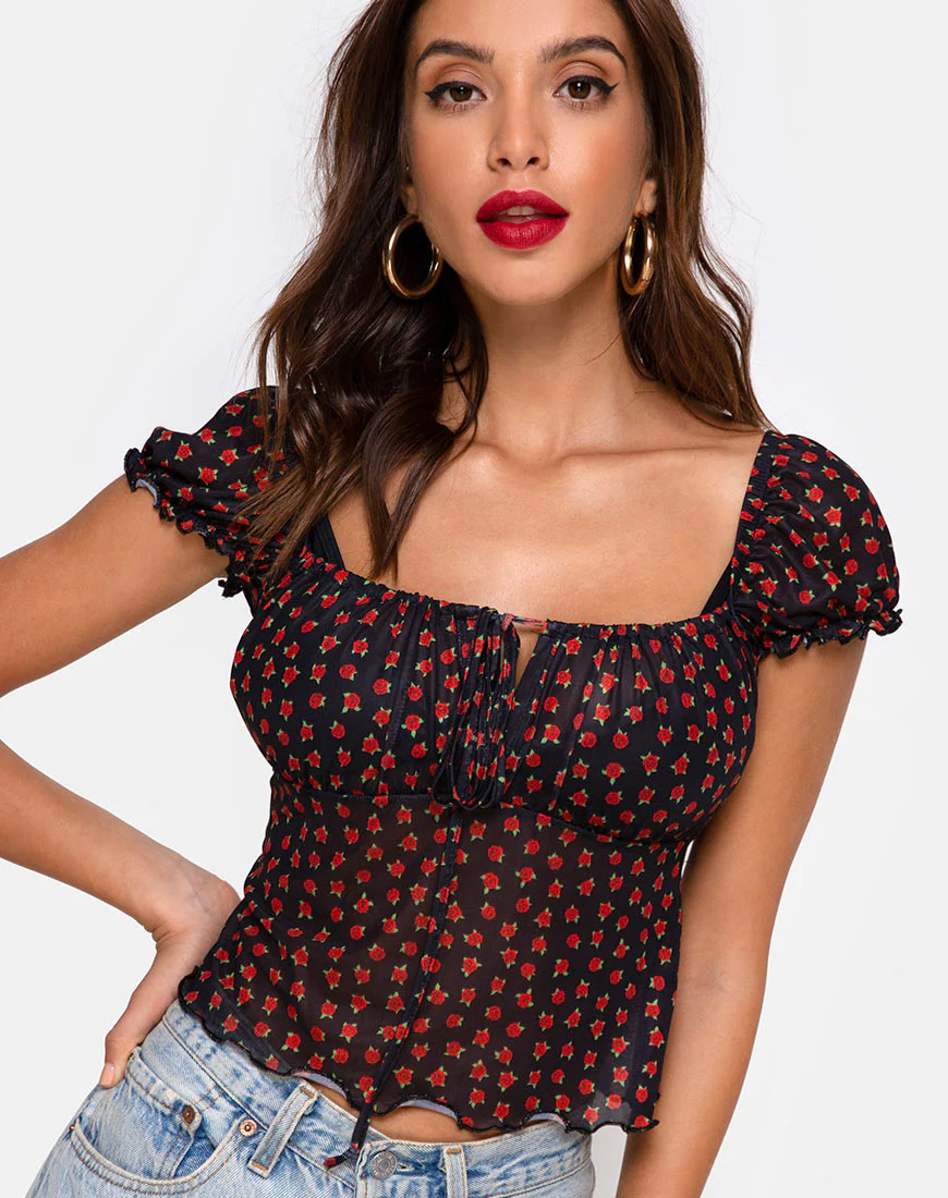 Jalina Top in Dotty Rose Net - Image 2