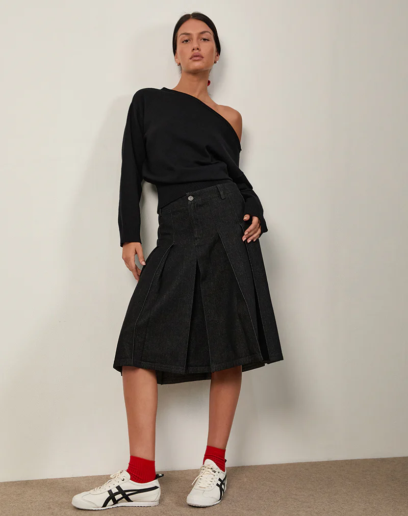 Jalira Asymmetric Cinch Jumper in Black - Image 6