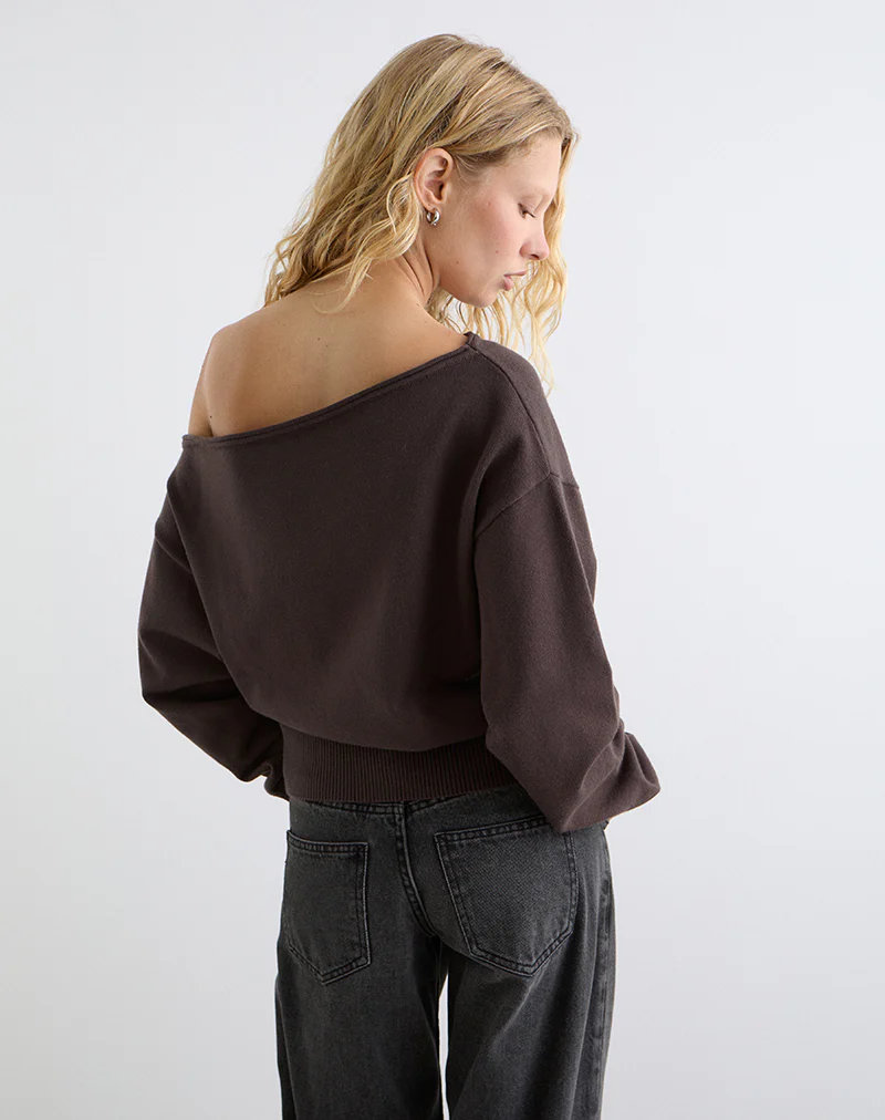 Jalira Asymmetric Jumper in Brown - Image 5