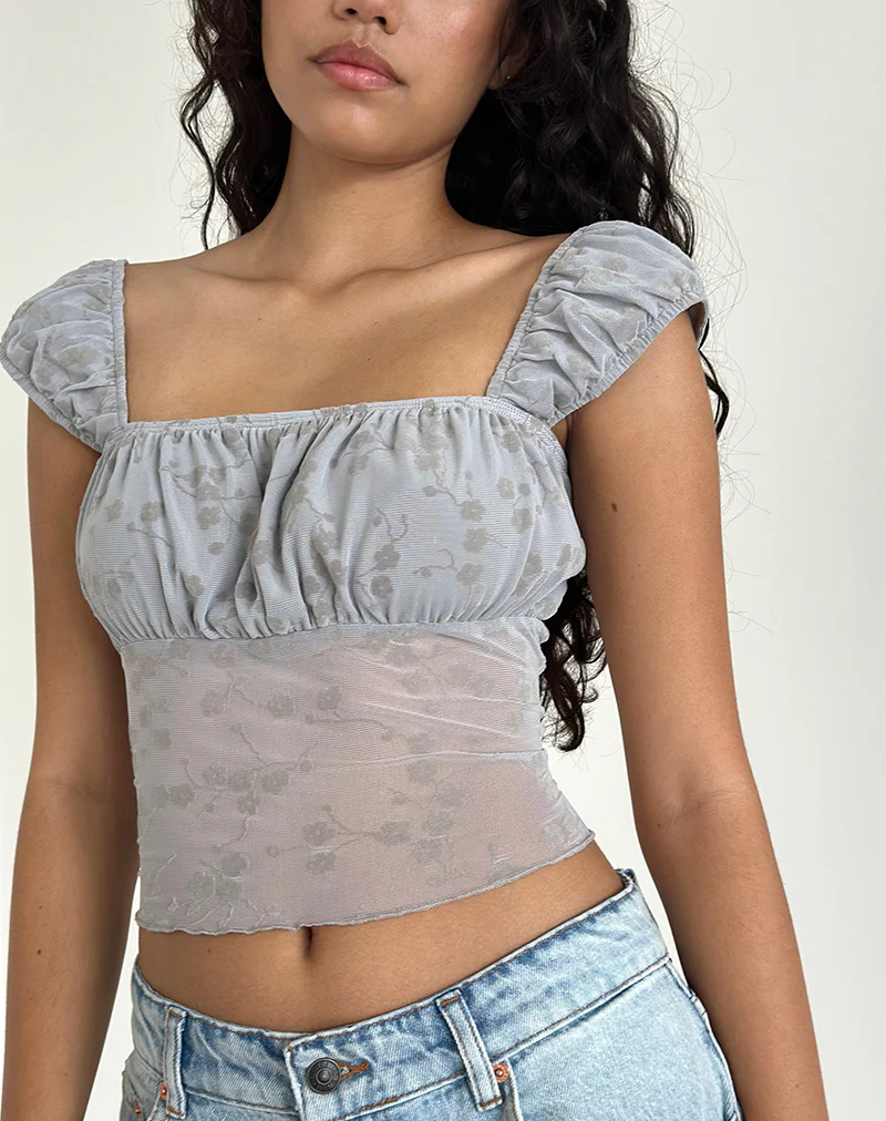 Jamet Top in Flock Chic Petals Grey - Image 4