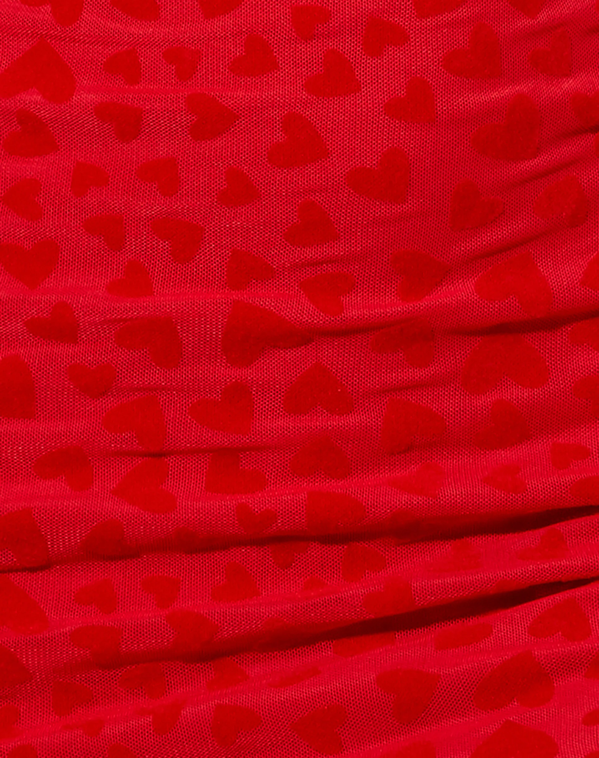 Jamila Mini Dress in Red Mesh Red Heart Flock - Image 6