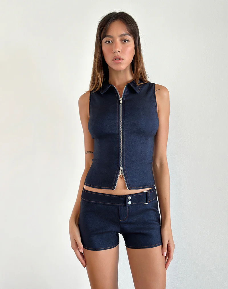 Janae Vest Top in Chambray Denim - Image 2