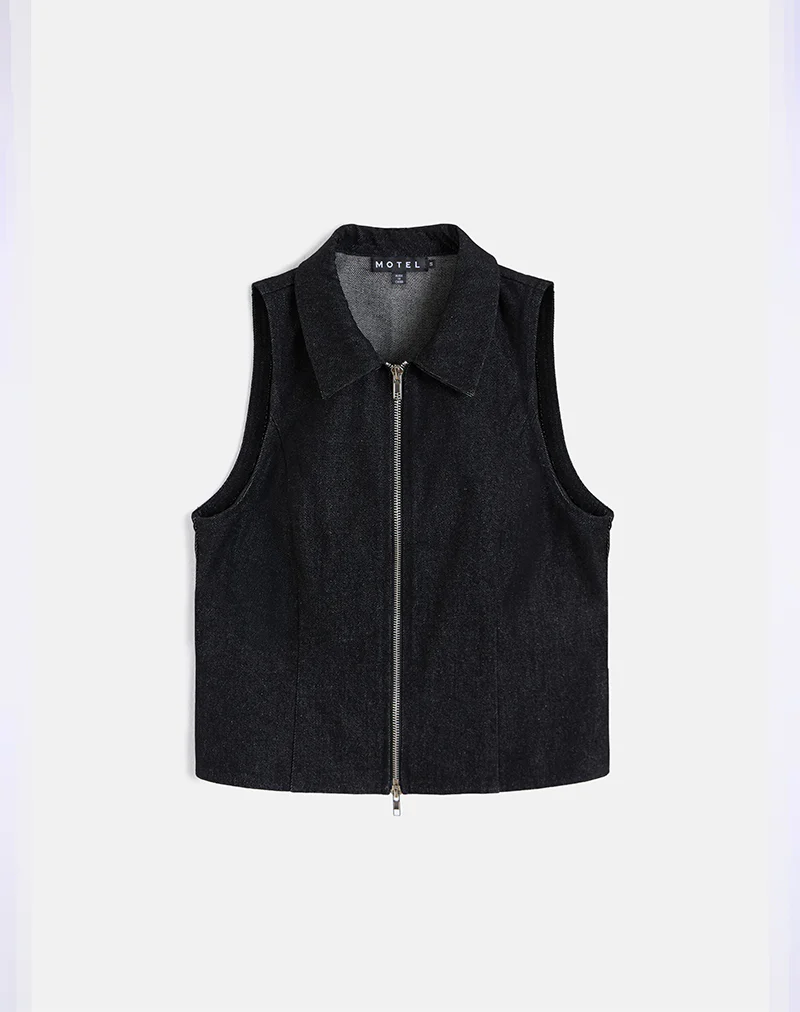 Janae Vest in Denim Black Wash - Image 2
