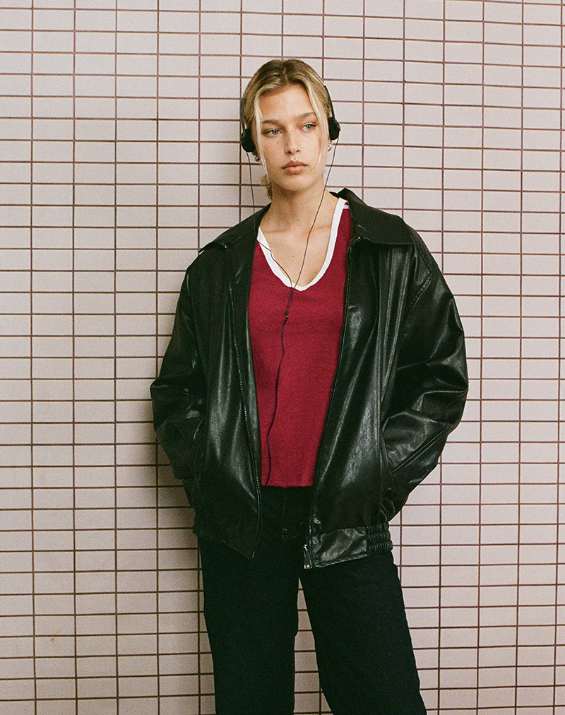 Janan Top in Adrenaline Red with White Binding - Image 2