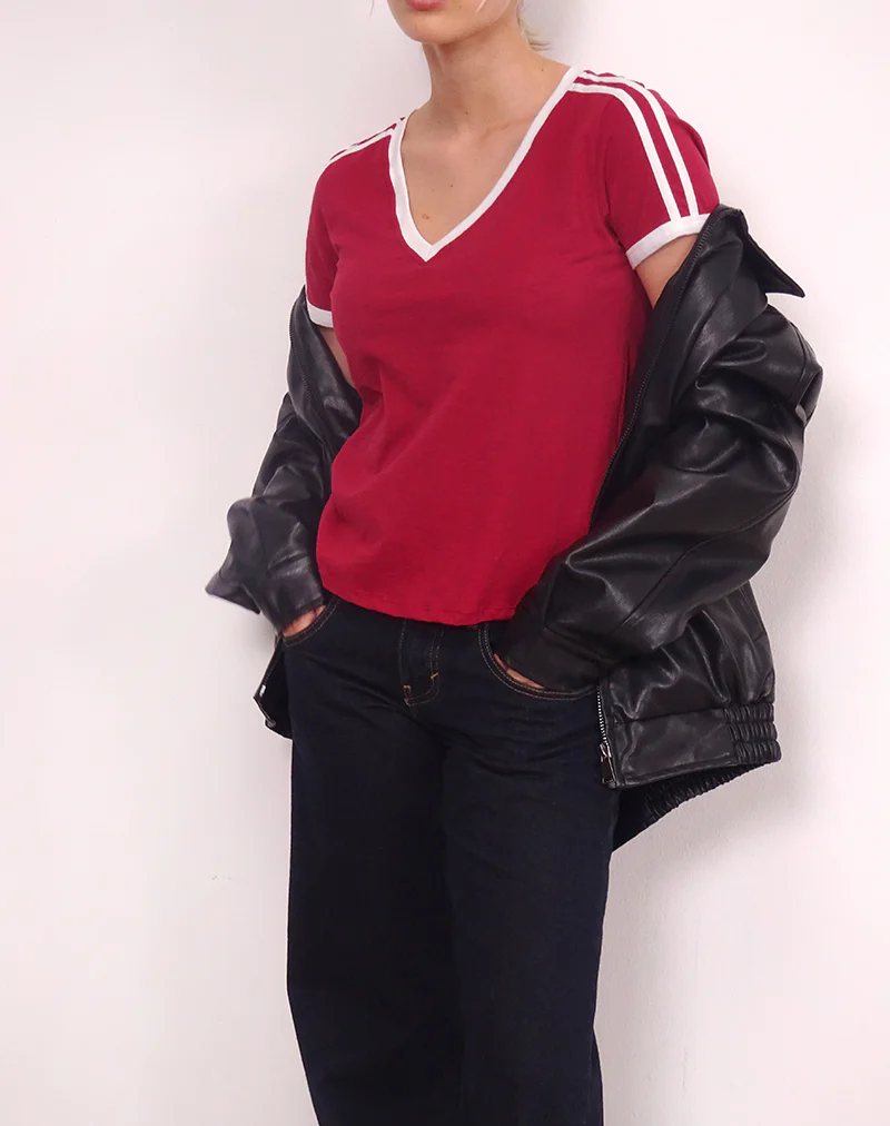 Janan Top in Adrenaline Red with White Binding - Image 6