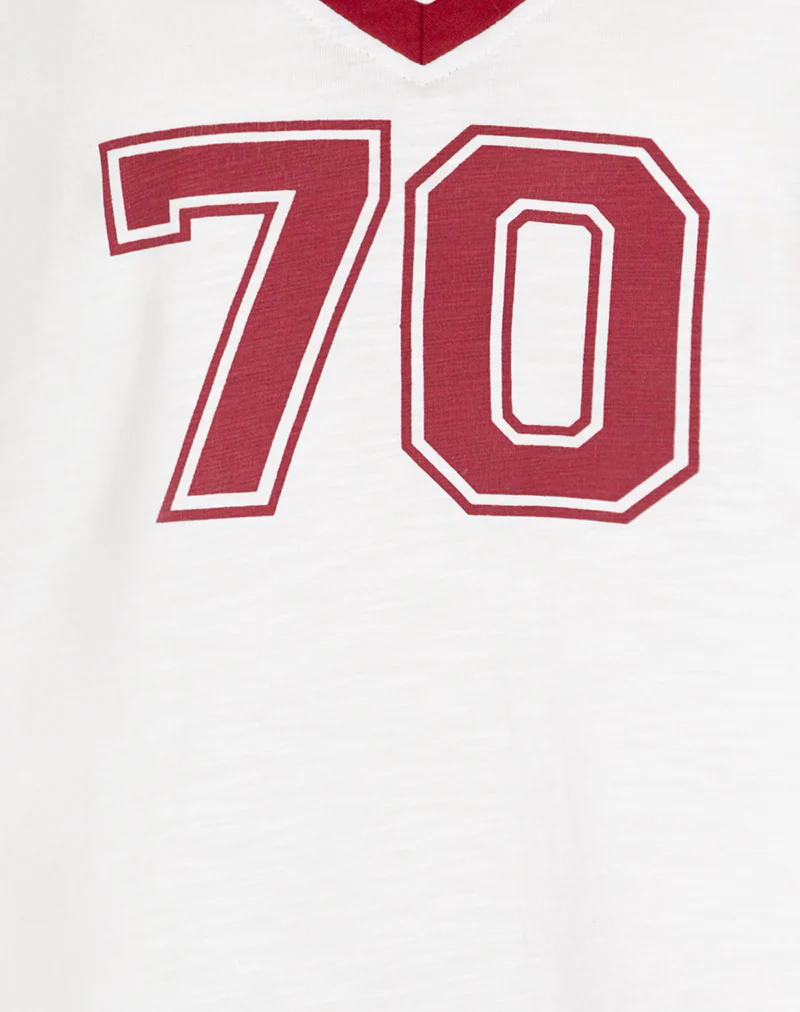 Janan Top in Off White with Adrenaline Red Binding - Image 6