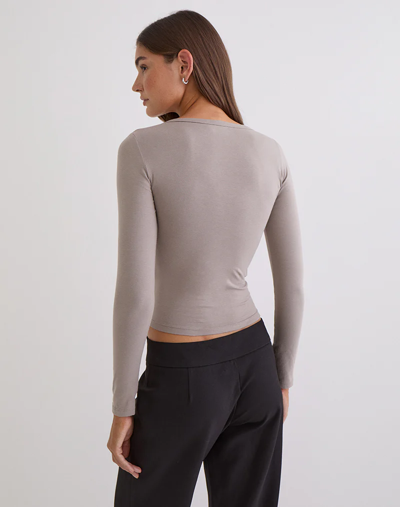 Janana Long Sleeve Top in Cotton Moon Rock - Image 5