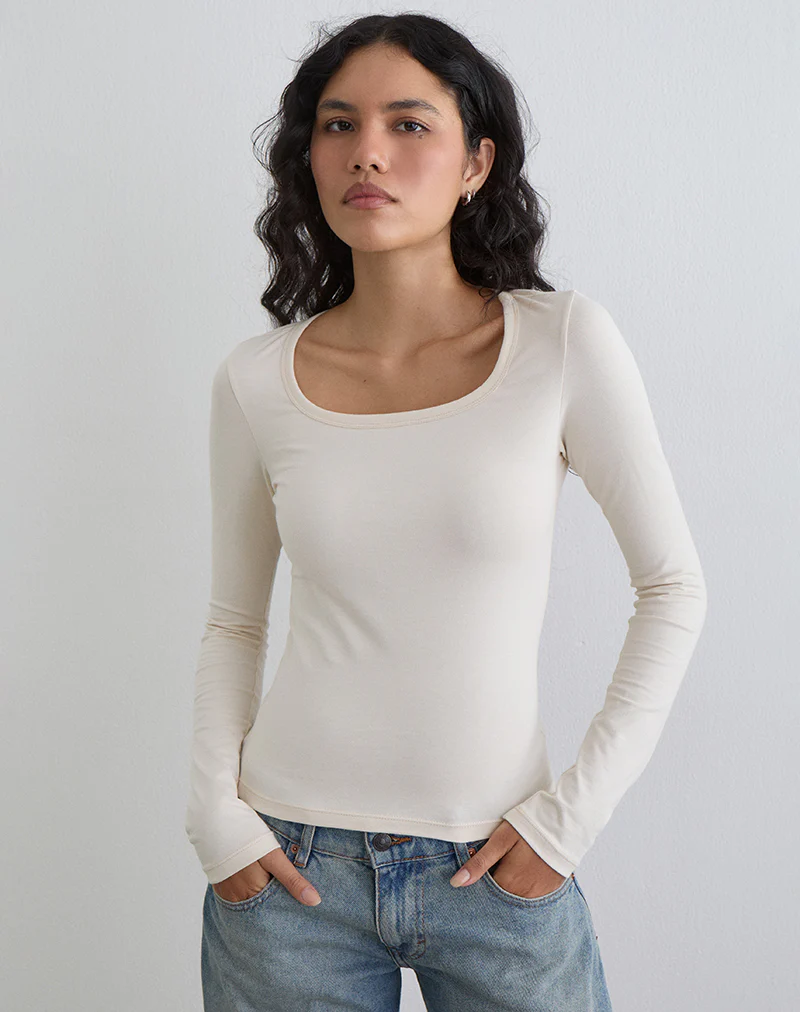 Janana Long Sleeve Top in Cotton Tofu - Image 2