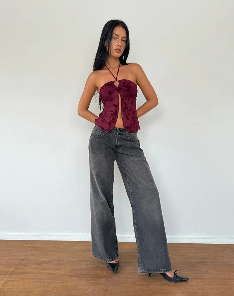 Janar Top in Botanical Flower Maroon - Image 3