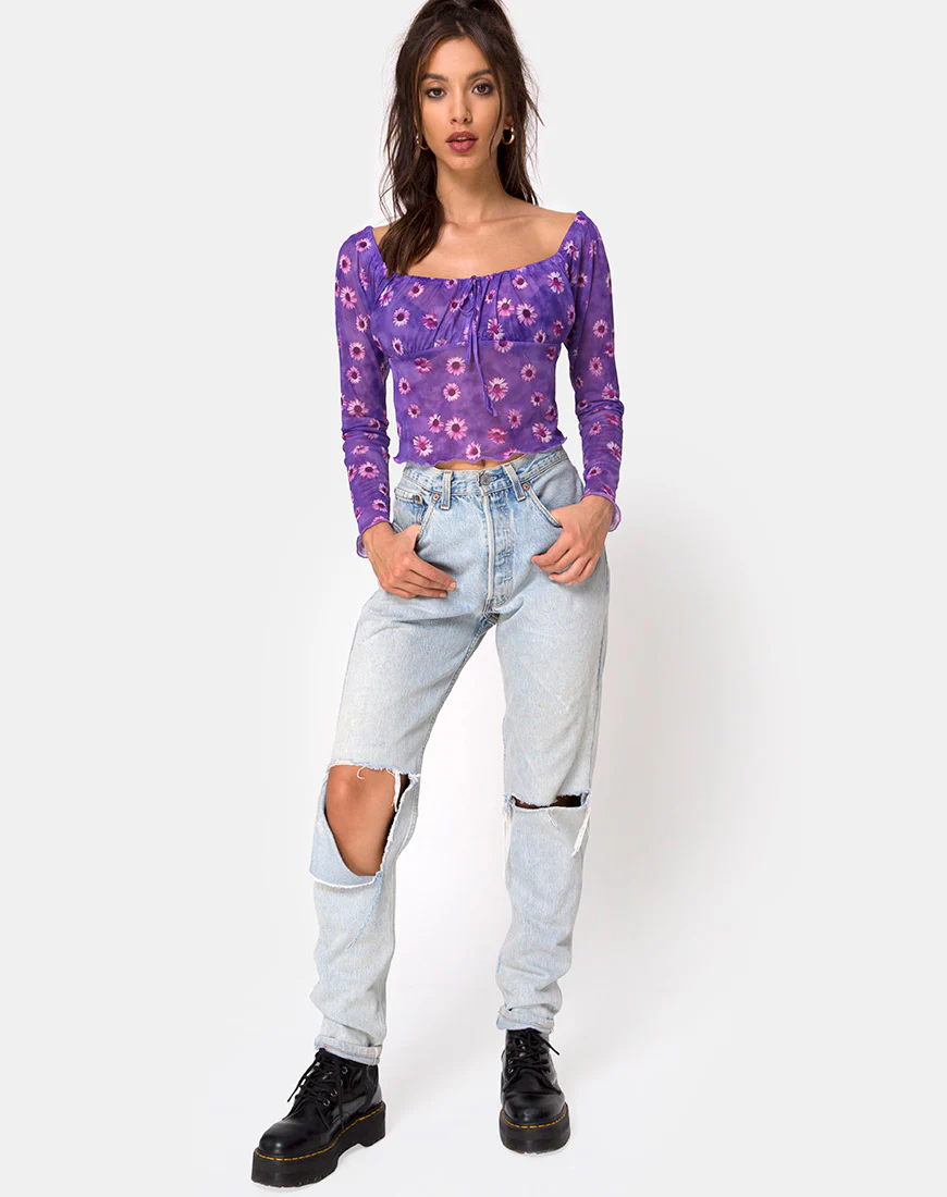 Janina Top in Daisy Daze Purple - Image 3