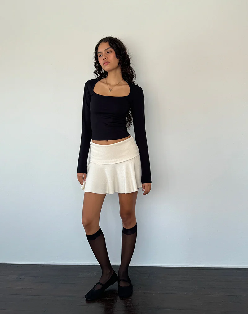 Jansu Lycra Long Sleeve Top in Black - Image 4