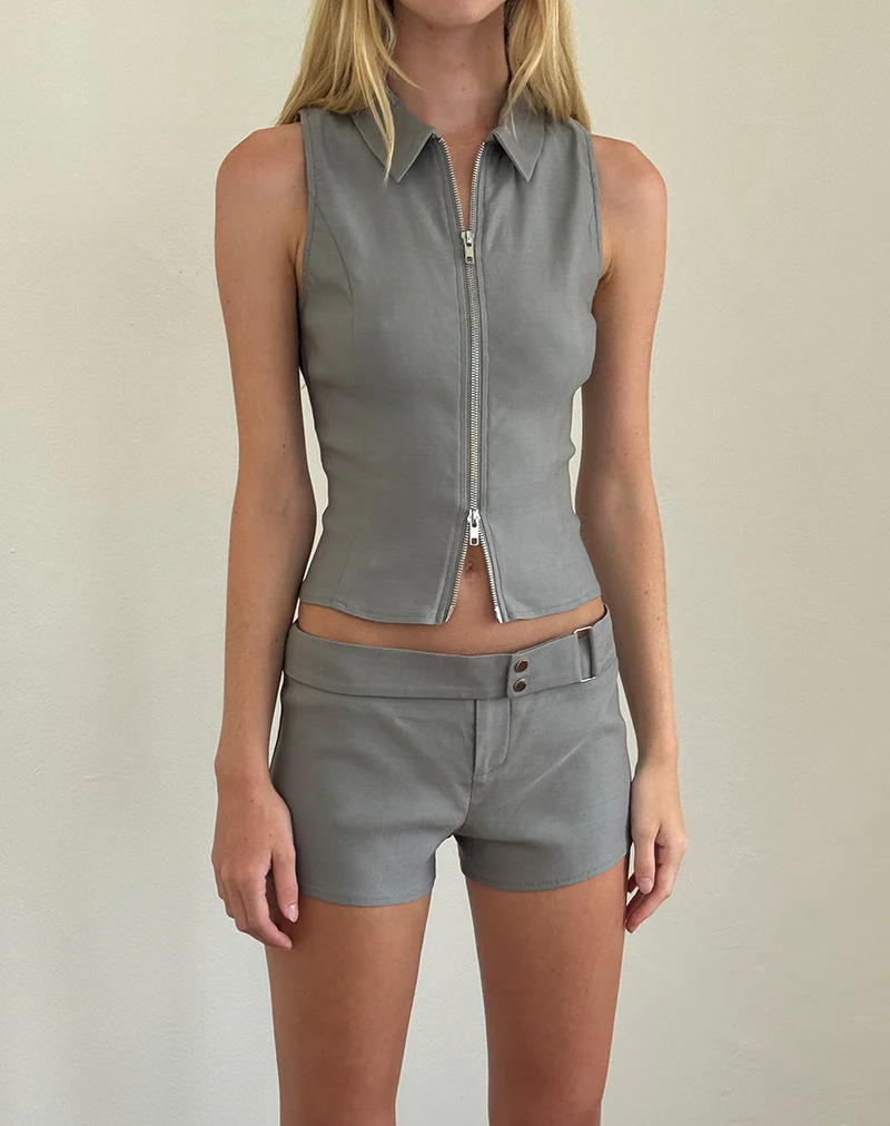 Jarli Hot Pants in Stretch Tailoring Grey - Image 2