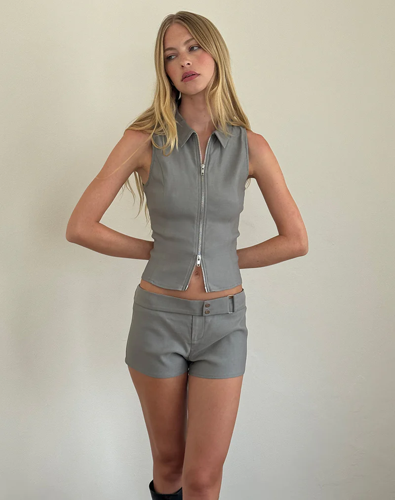 Jarli Hot Pants in Stretch Tailoring Grey - Image 5