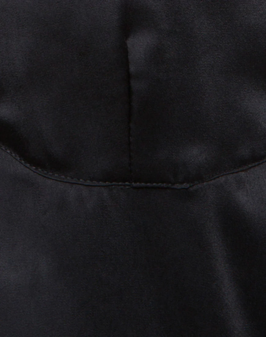 Jasher Slip Dress in Satin Black - Image 5