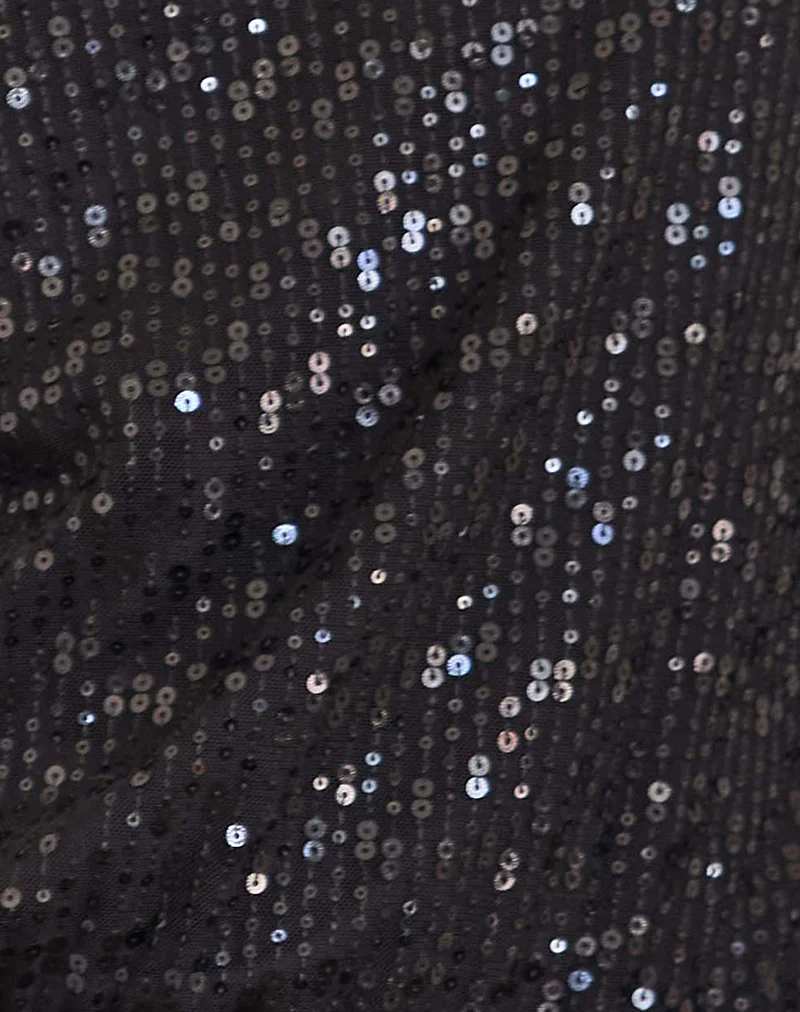 Jasilia Long Sleeve Mini Dress in Gauzy Sequin Black - Image 6