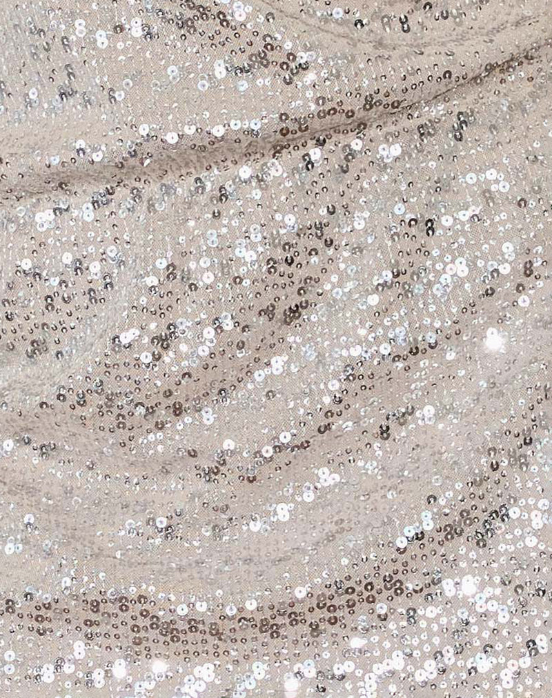 Jasilia Long Sleeve Mini Dress in Neutral Sequin - Image 6