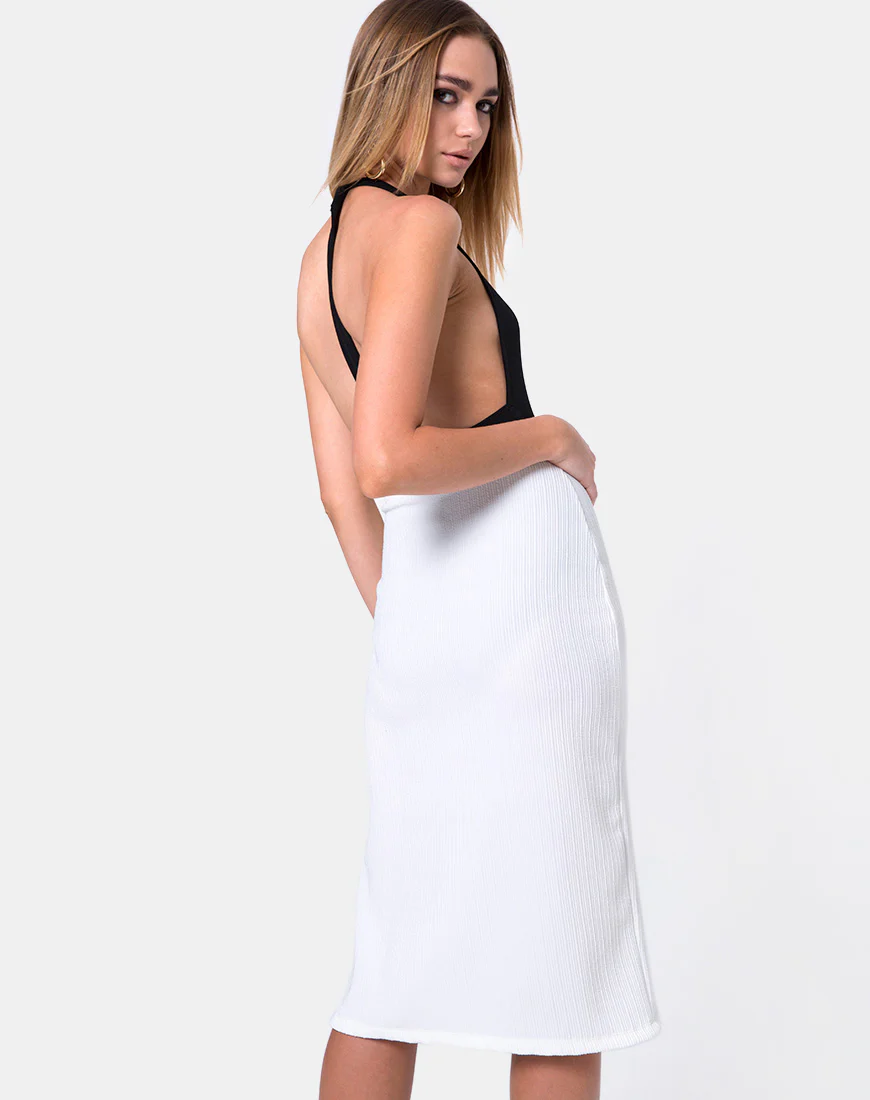Jasmine Skirt in Multi Rib Ivory - Image 2